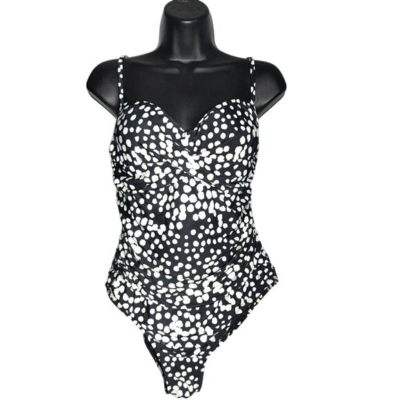 Catalina Black & White Scattered Dots One-Piece Swimsuit L/G (12-14) - Picture 2 of 7